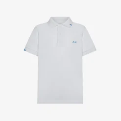 Outlet Polo in piquet di cotone bianco panna Bambino Polo