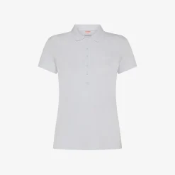 Hot Polo in piquet di cotone bianco con logo in strass Donna Polo