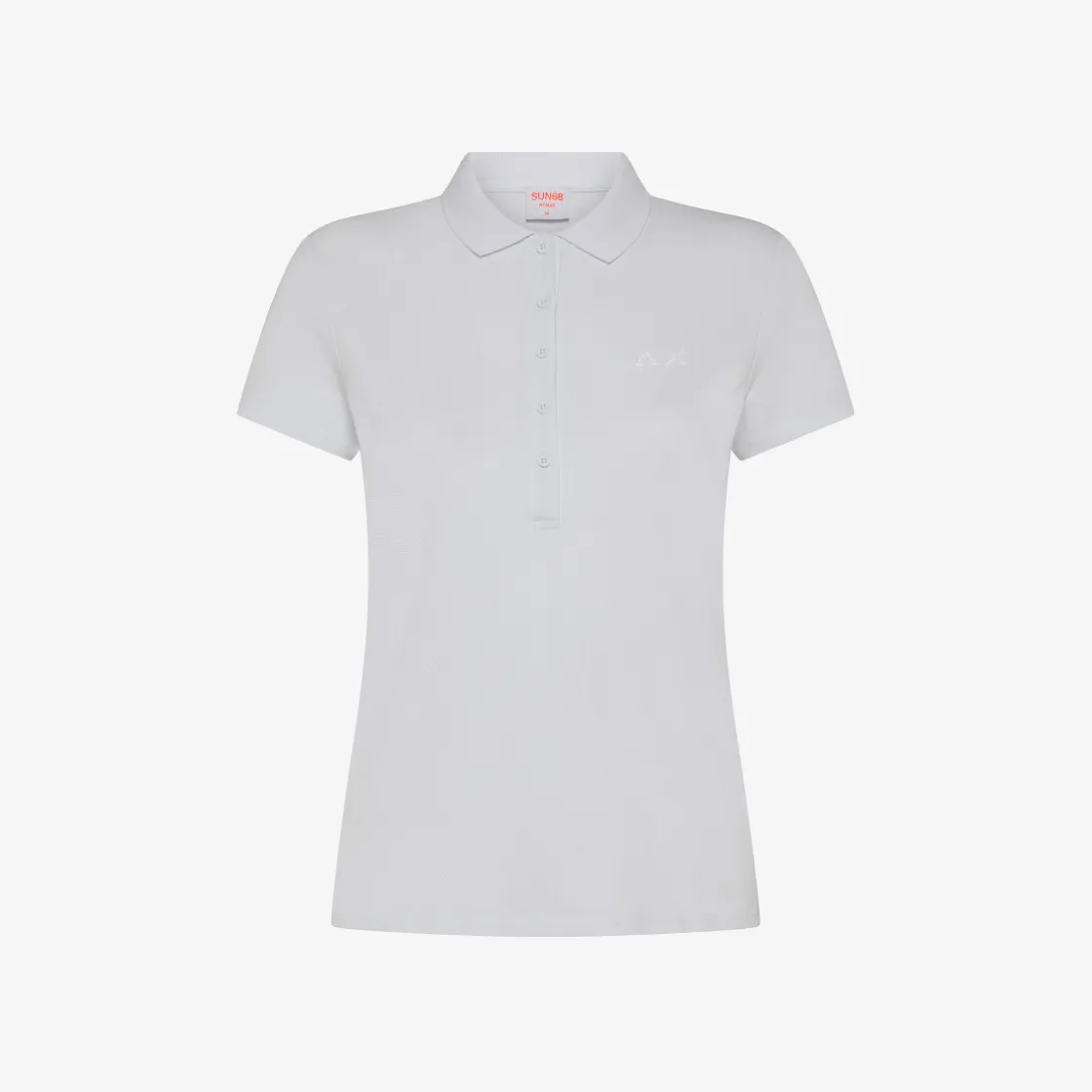 Hot Polo in piquet di cotone bianco con logo in strass Donna Polo
