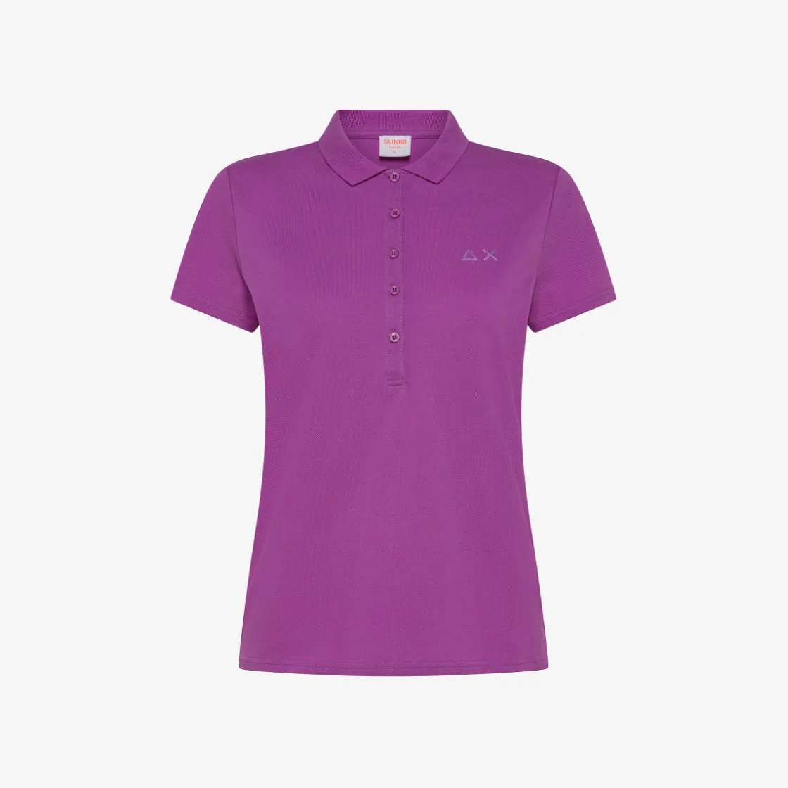 Fashion Polo in piquet di cotone ciclamino con logo in strass Donna Polo