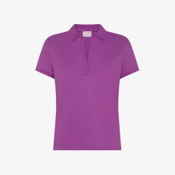 Sale Polo in piquet di cotone ciclamino con logo in strass Donna Polo