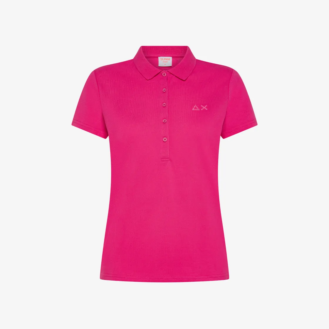 Discount Polo in piquet di cotone fucsia con logo in strass Donna Polo