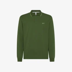 Sale Polo in piquet di cotone verde scuro Uomo Polo