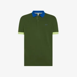 Sale Polo in piquet di cotone verde scuro Uomo Polo