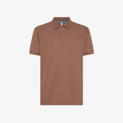 Discount Polo marrone con logo ricamato Uomo Polo