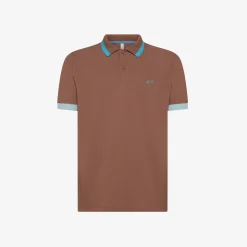Fashion Polo marrone con maxi riga Uomo Polo