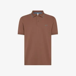 New Polo marrone con riga a contrasto Uomo Polo