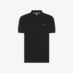 Fashion Polo nera con logo ricamato Uomo Polo
