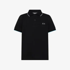 Hot Polo nera con riga a contrasto Bambino Polo