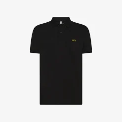 Online Polo nera con stampa floreale Uomo Polo