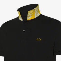 Online Polo nera con stampa floreale Uomo Polo