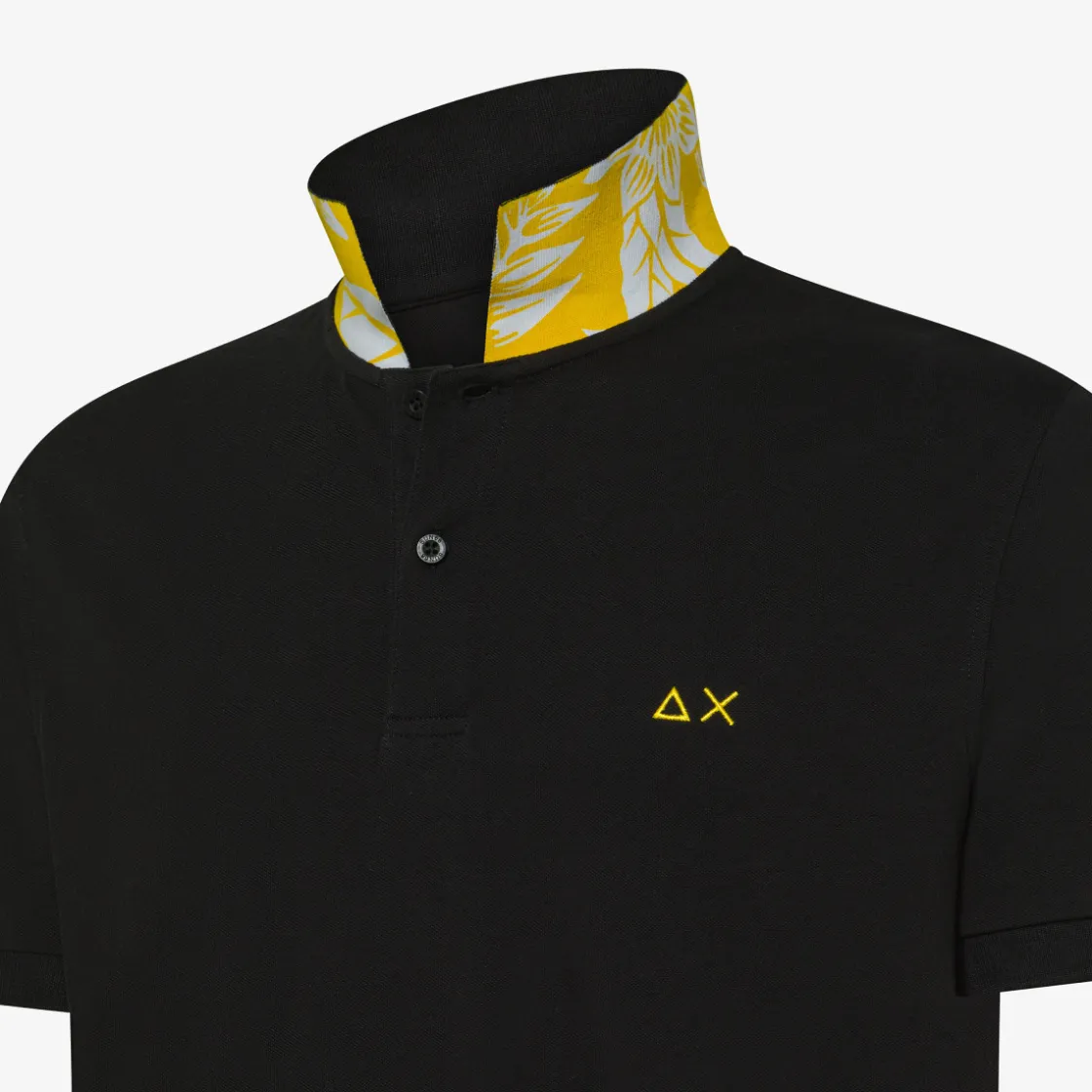 Online Polo nera con stampa floreale Uomo Polo