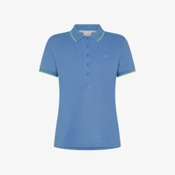 New Polo slim fit in cotone avio Donna Polo