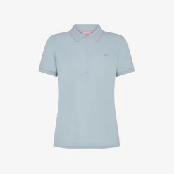 Hot Polo slim fit in cotone azzurro Donna Polo