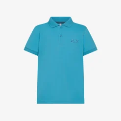 Outlet Polo turchese con maxi logo Bambino Polo
