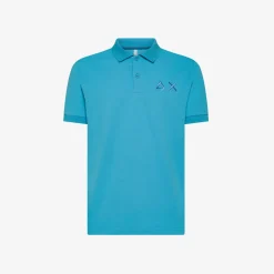 Fashion Polo turchese con maxi logo Uomo Polo