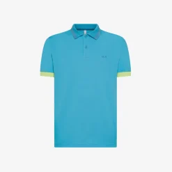 Outlet Polo turchese con maxi riga Uomo Polo