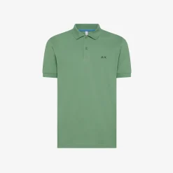 Fashion Polo verde salvia con logo ricamato Uomo Polo