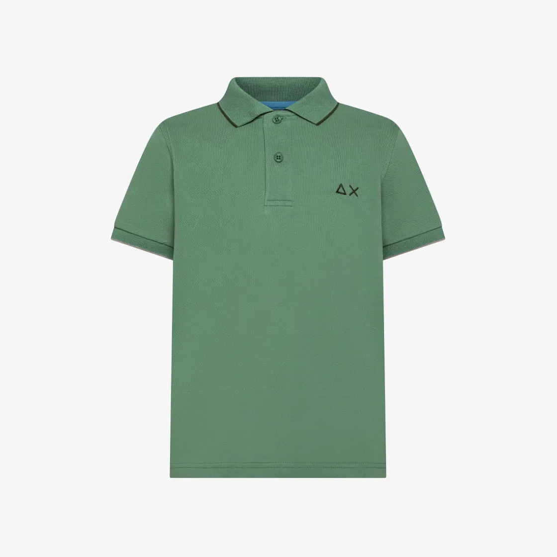 Outlet Polo verde salvia con riga a contrasto Bambino Polo