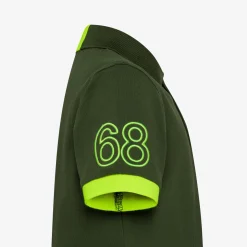 Outlet Polo verde scuro con bottoni fluo Bambino Polo