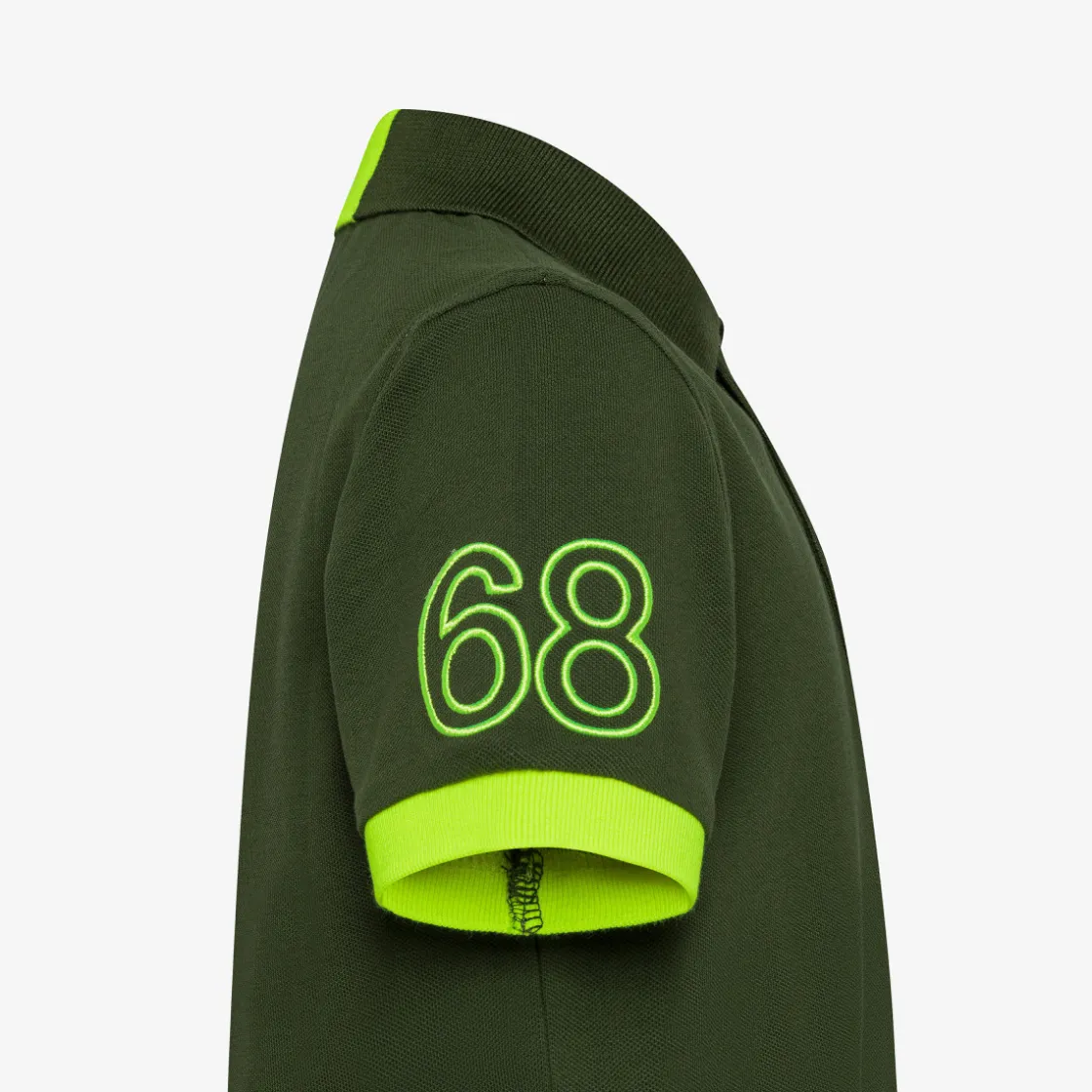 Outlet Polo verde scuro con bottoni fluo Bambino Polo