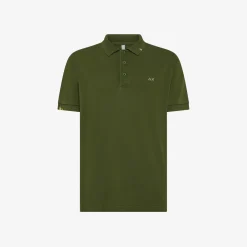 Fashion Polo verde scuro con dettagli destroyed Uomo Polo