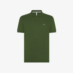 Hot Polo verde scuro con logo ricamato Uomo Polo