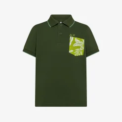 Outlet Polo verde scuro con taschino Bambino Polo