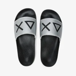 Sale Sandali slide in PU nero e argento Uomo Ciabatte|Accessori