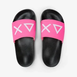 Hot Sandali slide in PU nero e fucsia fluo Bambino Ciabatte|Accessori