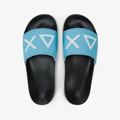 New Sandali slide in PU nero e turchese Uomo Ciabatte|Accessori