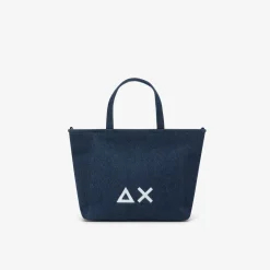 Clearance Shopping bag Jacqueline in canvas di cotone blu navy Donna Borse