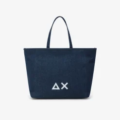 Online Shopping bag Jacqueline in canvas di cotone blu navy Donna Borse