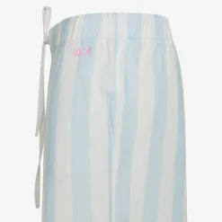 Online Shorts in lino a righe bianche e azzurre Donna Pantaloni|Beachwear Donna
