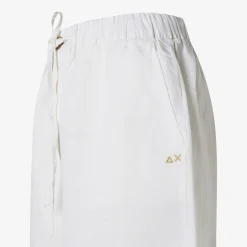 Outlet Shorts in lino bianco con coulisse Donna Pantaloni