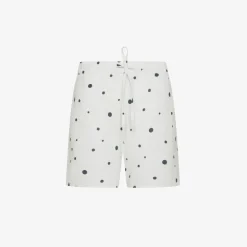 Best Shorts in lino bianco e blu navy a pois Donna Pantaloni|Beachwear Donna