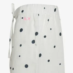 Best Shorts in lino bianco e blu navy a pois Donna Pantaloni|Beachwear Donna