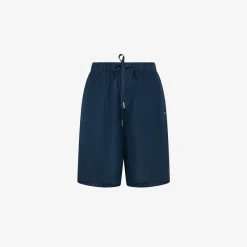 New Shorts in lino blu navy con coulisse Donna Pantaloni