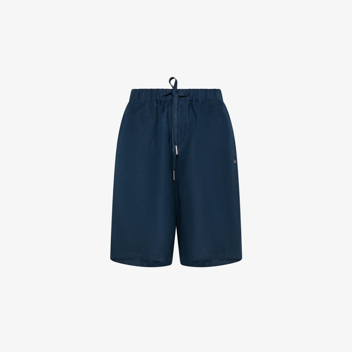 New Shorts in lino blu navy con coulisse Donna Pantaloni
