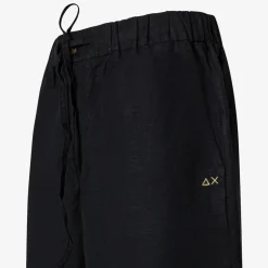 Online Shorts in lino nero con coulisse Donna Pantaloni