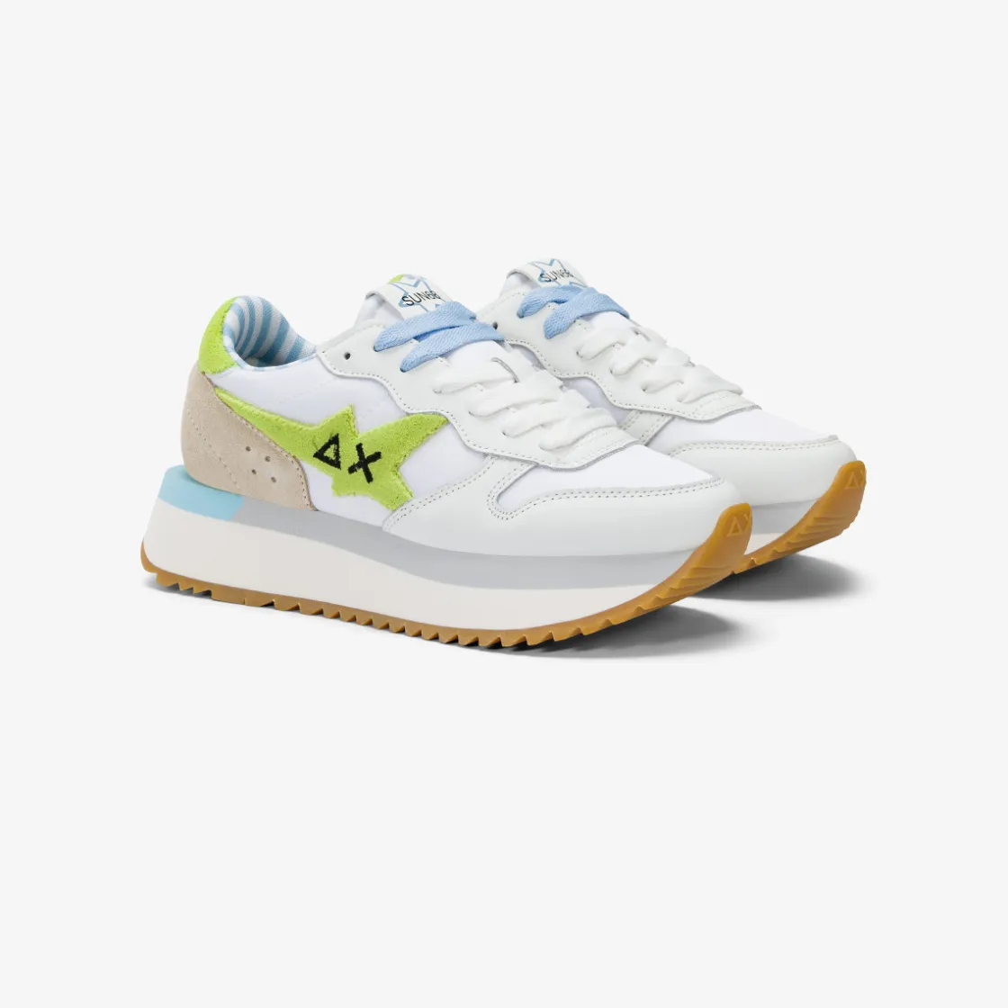 Discount Sneaker Big Stargirl Sponge in pelle e nylon bianco e giallo lime Donna Scarpe|Donna