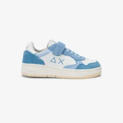 Fashion Sneaker Boy's Big Basket in pelle azzurra Bambino Scarpe|Bambino