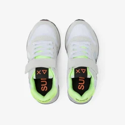 Fashion Sneaker Boy's Jaki Fluo in mesh bianca Bambino Scarpe|Bambino
