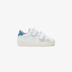 New Sneaker Boy's Street in pelle bianco panna e avio scuro Bambino Scarpe|Bambino