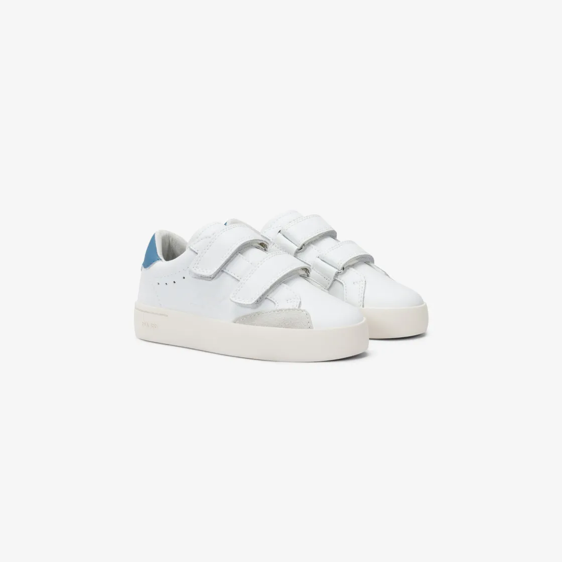 New Sneaker Boy's Street in pelle bianco panna e avio scuro Bambino Scarpe|Bambino