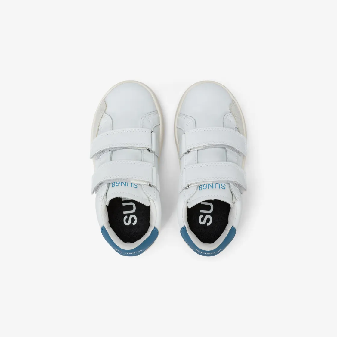 New Sneaker Boy's Street in pelle bianco panna e avio scuro Bambino Scarpe|Bambino