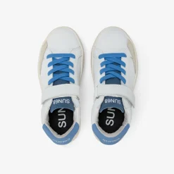 Outlet Sneaker Boy's Street in pelle bianca e avio Bambino Scarpe|Bambino