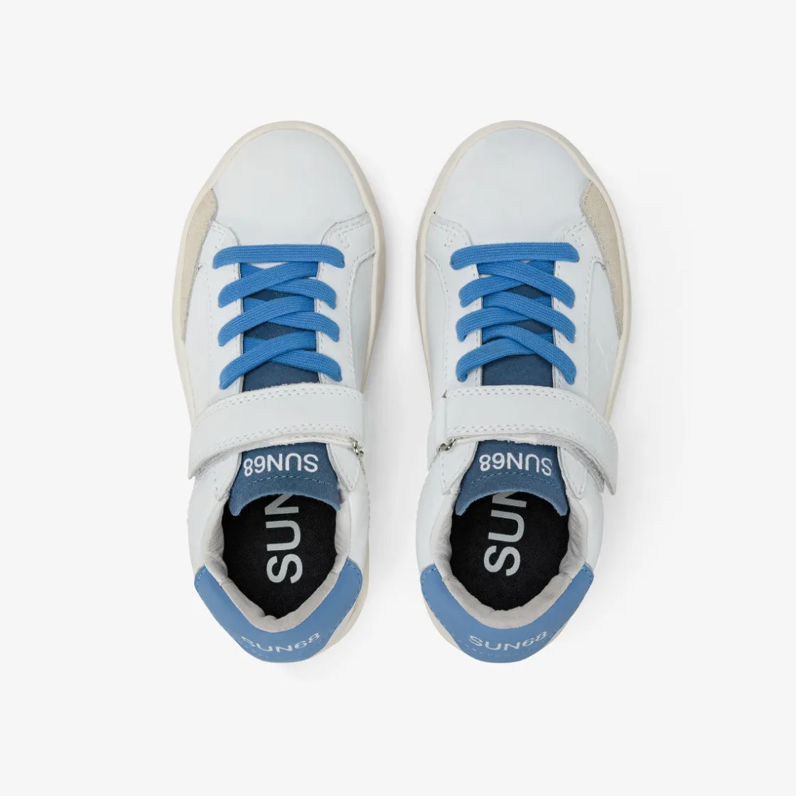 Outlet Sneaker Boy's Street in pelle bianca e avio Bambino Scarpe|Bambino