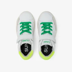 Sale Sneaker Boy's Street in pelle bianca e giallo fluo Bambino Scarpe|Bambino