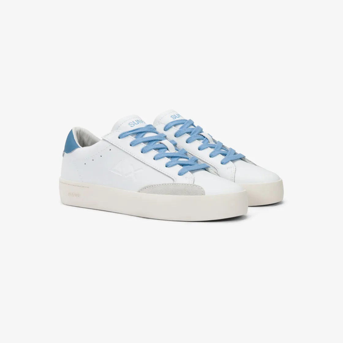 Outlet Sneaker Boy's Street in pelle bianco panna e avio scuro Bambino Scarpe|Bambino